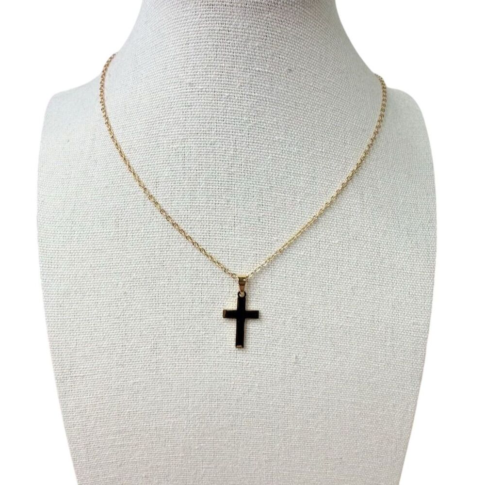 Stainless steel minimalist Gold Cross Pendant fashion design Necklace gift 18 in